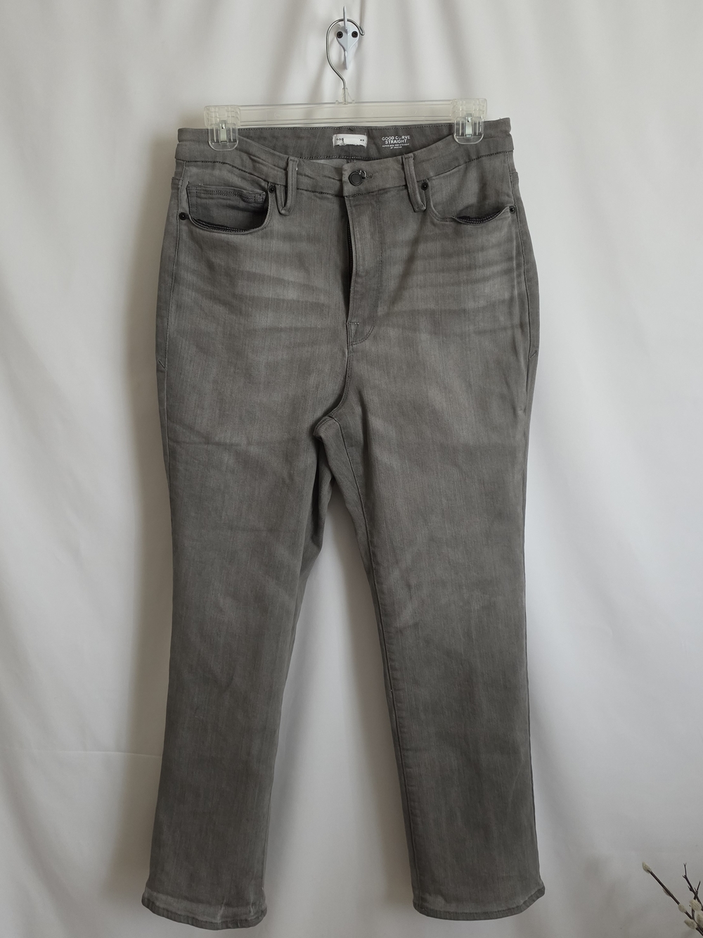 Good American Gray Straight-Leg Jeans